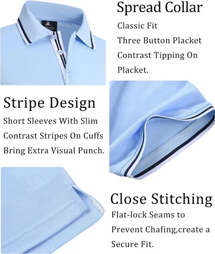 Vista 3 de OneDog Polo para hombre, manga corta, rendimiento que absorbe la humedad, atlético, casual, cuello deportivo, camisetas de golf