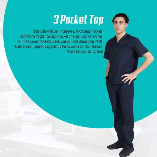 Vista 4 de M&M SCRUBS Conjunto de ropa quirúrgica médica para hombre