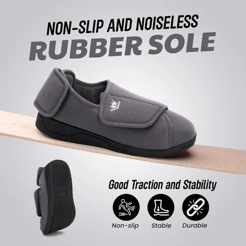 Vista 4 de Pantuflas diabéticas para mujer, zapatos de linfedema, zapatos para edema, pies hinchados, con velcro para interiores y exteriores, zapatos
