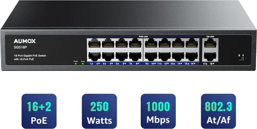 Vista 10 de All 8 puertos Gigabit PoE Switch 120W Ethernet no administrado Switch