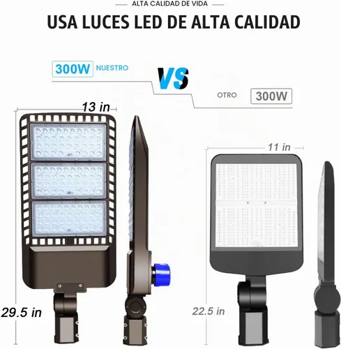 Vista 5 de Juyace Paquete de 2 luces LED de 300 W para estacionamiento al aire libre