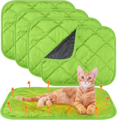 Vista 11 de Paquete de 4 Almohadillas Autocalentables para Gatos, Alfombrilla Autocalentable para Perros que Refleja el Calor Corporal, Almohadilla Térmica Negro