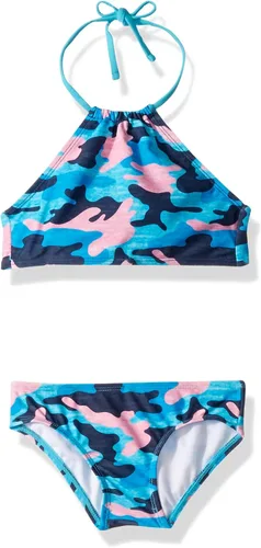 Vista 28 de Kanu Surf Mahina bikini halter de 2 piezas para niñas, traje de baño para playa mahina azul