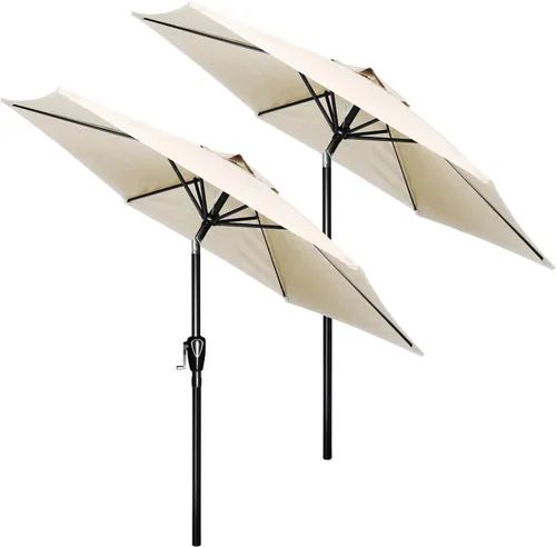 Vista 25 de HealSmart Sombrilla de patio de 7.5 pies con botón de inclinación/manivela, sombrilla de mesa al aire libre, 6 varillas resistentes para jardín