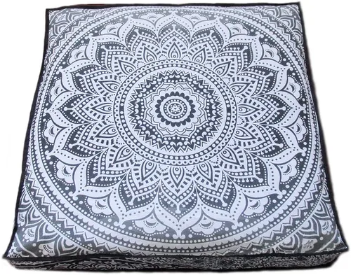 Vista 21 de ICC - Funda de cojín cuadrada grande de algodón con diseño de mandala, funda de almohada hippie, funda de almohada para el suelo con cremallera
