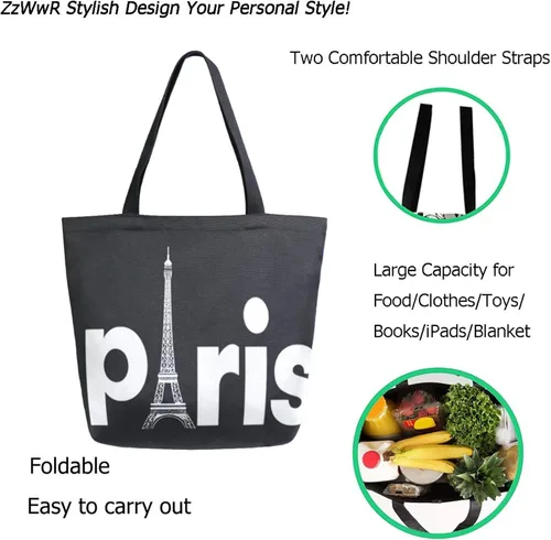 Vista 2 de Chic Funny Cute Pattern Big Handle Extra Large Shoulder Tote Bag for Beach Travel Weekender Gym Grocery Shopping