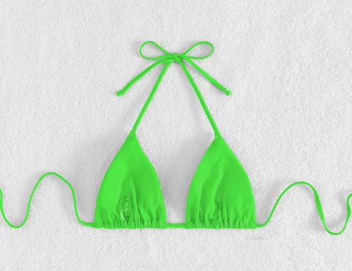 Vista 6 de Tainehs Traje de baño sexy con tanga halter para mujer, parte superior de bikini con micro triángulo