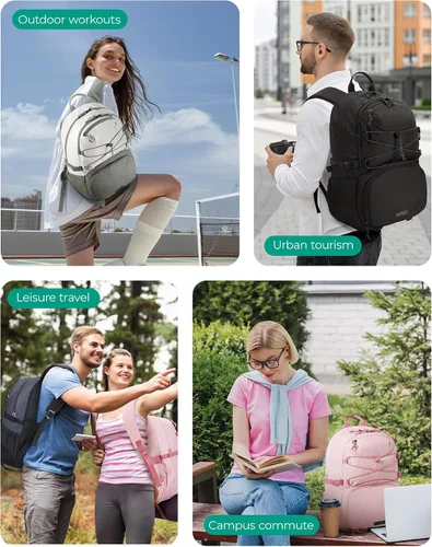 Vista 2 de BAGSMART Mochila informal de día, color negro, 01-Negro, Mochila para portátil al aire libre con compartimento para zapatos y bolsa de lavandería