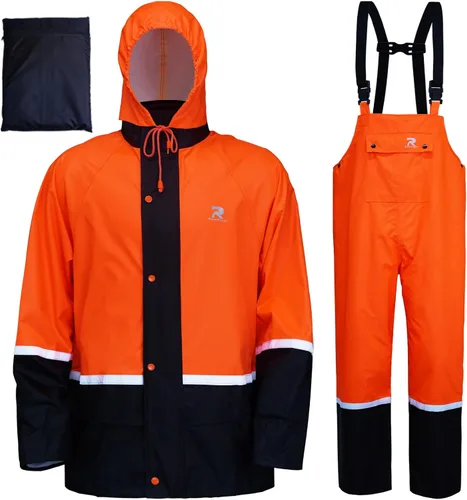 Vista 9 de RainRider Trajes impermeables y transpirables para hombres - Abrigo de lluvia Oxford duradero con pantalones Azul marino