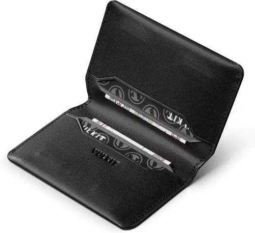 Vista 10 de VULKIT Cartera delgada minimalista con bloqueo RFID de cuero para tarjetero de tarjetas de crédito con bolsillo frontal y cierre magnético, Marrón