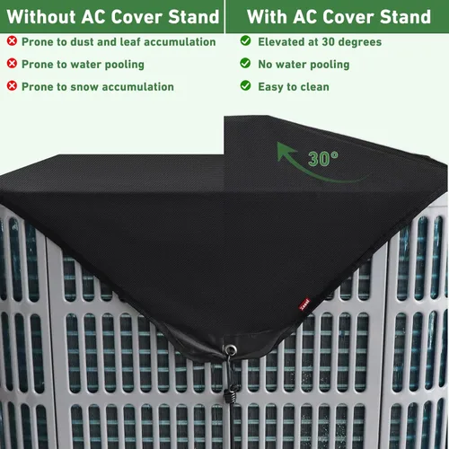Vista 8 de 28 x 28 Cubiertas de Aire Acondicionado para Exterior con Soporte de Cubierta, Cubierta de CA Resistente al Agua de 600D, Cubiertas de Condensedor