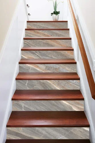 Vista 2 de Textura paralela 3D 6930 patrón de azulejos de mármol escaleras decoración mural foto mural vinilo adhesivo papel pintado mural mural mural AJ