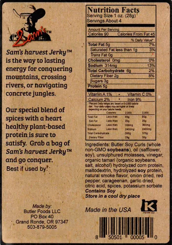 Vista 2 de Sam's Harvest Jerky - Receta original, bolsa de 4 oz