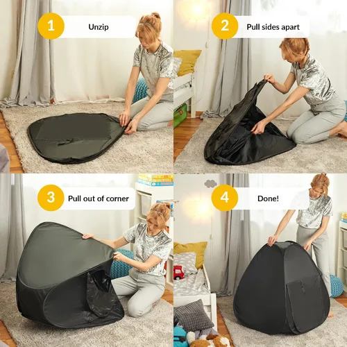 Vista 6 de Tienda de campaña sensorial Esquina tranquila para jugar y relajarse Juguetes para niños autistas Ayuda con autismo, SPD, ansiedad y mejora