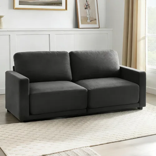 Vista 21 de Sofá modular de 79 pulgadas para sala de estar pequeña, sofá moderno en forma de L con otomana, juego de sofá de felpilla de 3 piezas para muebles