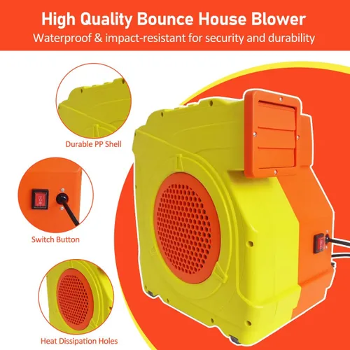 Vista 5 de Soplador inflable de casa de rebote, 1400W-1600W, 1.7 HP y 2 HP soplador inflable de doble velocidad, potente ventilador de aire para casa inflable