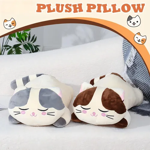 Vista 6 de Jexine 2 almohadas de felpa de gatito de 23.6 pulgadas, almohada de peluche grande para niñas, suave y lindo animal de peluche para niños, regalos