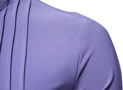 Vista 4 de EAFANA Camisa de esmoquin de manga larga para hombre con botones y volantes