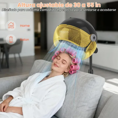 Vista 2 de TASALON Secador de pelo con capucha iónico para el hogar, secador portátil Dorado