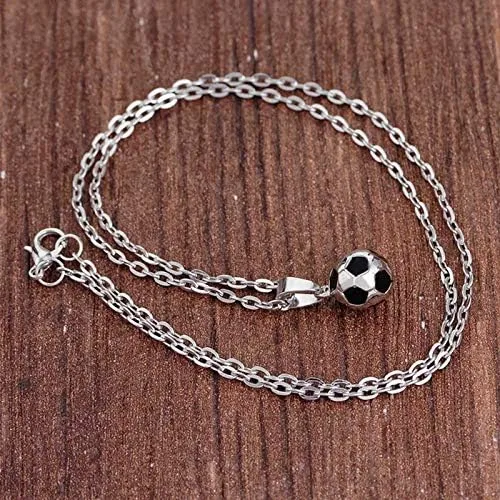 Vista 4 de Cadena de eslabones de fútbol de moda, collar con dije de oro de color dorado, joyería de bola deportiva para hombres y niños, collar colgante