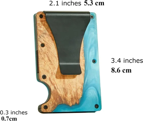 Vista 5 de GOGOJSM CARTERA DE MADERA Y RESINA CON CLIP DE DINERO, Robo, Minimalista