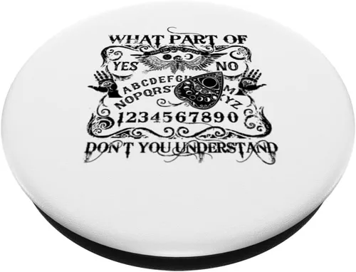 Vista 2 de Divertido tablero Ouija dice no con calavera alada y gótico mal de ojo PopSockets PopGrip intercambiables