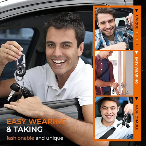 Vista 5 de Men's Car Key Chain, Personalized Creative Stainless Steel Car Keychain for Men, Anti-Loss Heavy Duty Metal Key Ring