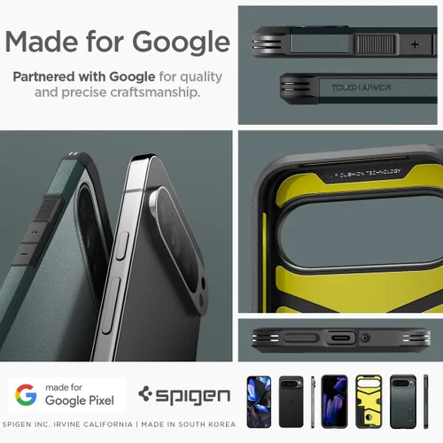 Vista 8 de Spigen Tough Armor - Funda diseñada para Pixel 9 Pro XL (2024) [Protección de grado militar] [Soporte con patas] - Verde abismo Soporte integrado