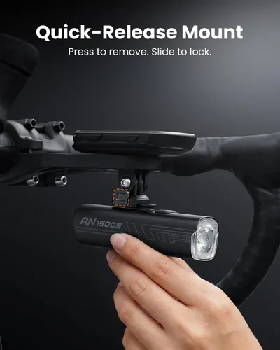Vista 5 de Magicshine Luz de bicicleta RN 1500S, luces de bicicleta para conducción nocturna con montaje inferior, control FTR LightSync, recargable por USB