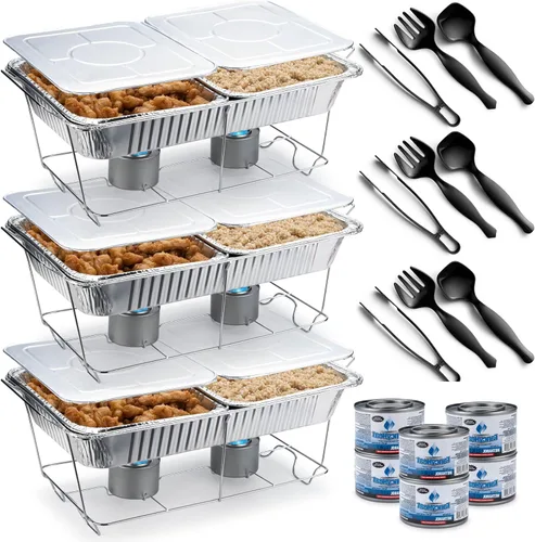 Vista 10 de Juego de Bandejas Calentaplatos Desechables para Buffet - Bandejas Calentadoras de Alimentos para Buffet - Calentadores de Alimentos para Fiestas