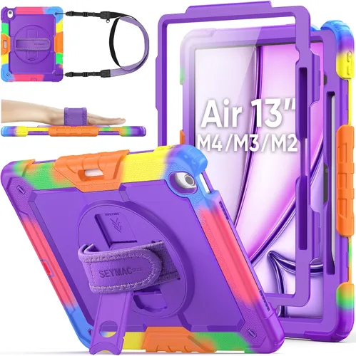 Vista 32 de SEYMAC stock Funda protectora para iPad Air de 11 pulgadas M3 2025/M2 2024 (Air 7ª/6ª generación), funda resistente con protector de pantalla