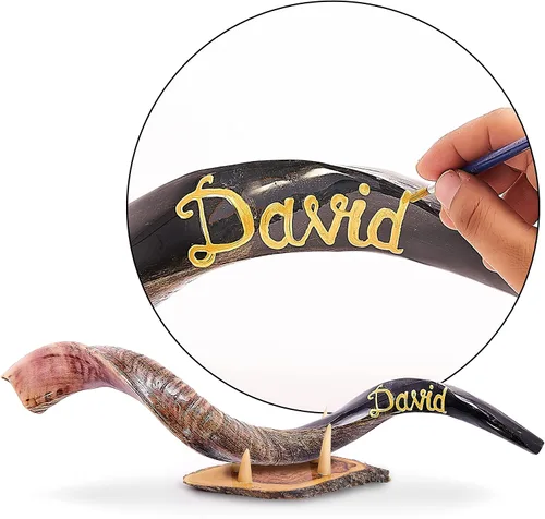 Vista 3 de Nombre personalizado, Shofar de cuerno Kudu prémium de Israel, juego medio pulido
