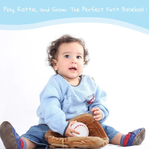 Vista 3 de June Garden Mi Primer Béisbol de 2.5 pulgadas - Juguete de Peluche con Sonajero para Bebé - Juguete Deportivo Suave y Seguro para Bebés Niños y Niñas