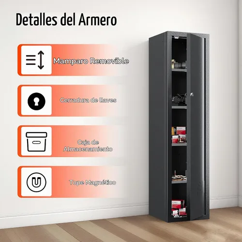 Vista 3 de KAER - Armario para municiones de 59 pulgadas de alto, armario de armas para uso seguro en el hogar, acceso rápido con compartimento para municiones