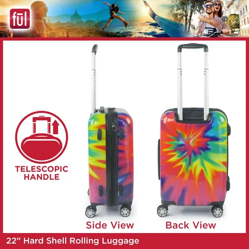 Vista 3 de FUL Equipaje rígido impreso con ruedas giratorias, Tie-Dye, Equipaje rígido impreso con ruedas giratorias