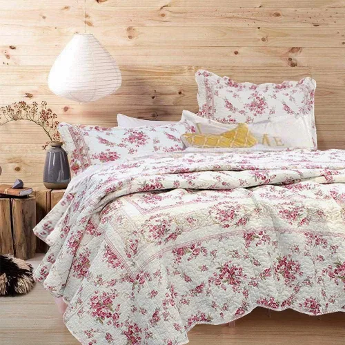 Vista 16 de Cozy Line Home Fashions Blooming Rojo Blanco Floral 100% Algodón Reversible Edredón Juego de Ropa de Cama, Colcha Cubrecama