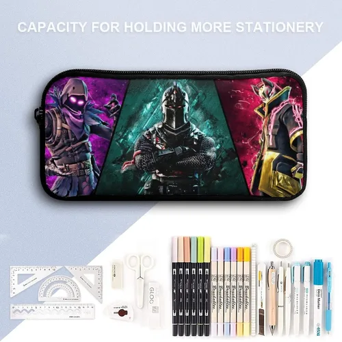 Vista 4 de WCZARE Mochila de viaje de dibujos animados diarios con bolsa de almuerzo, juego de 3 piezas, novedad para fanáticos del juego, Negro -, Mochila