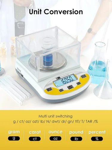 Vista 3 de CGOLDENWALL Báscula de laboratorio de precisión, 500 gX0.0.04 oz, balanza electrónica analítica báscula de laboratorio digital Báscula de joyería