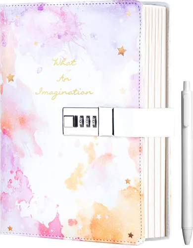 Vista 11 de CAGIE Diary with Lock for Girls Age 8-12,Birthday Gifts for 9 10 11 12 Year Old Girls, Tie Dye Design 192 Pages Diary with Pen, 5.7 x 8.5 Inch