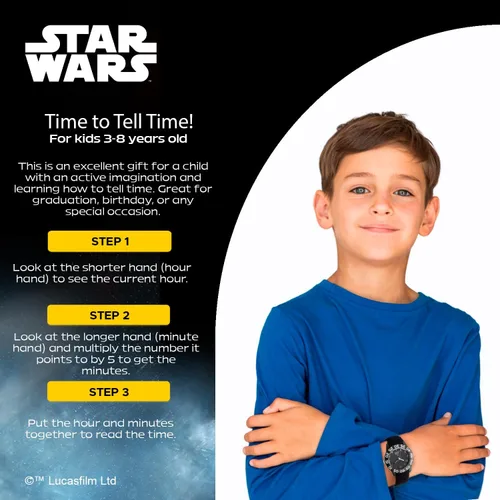 Vista 5 de STAR WARS Reloj de pulsera de nailon analógico de cuarzo para niños