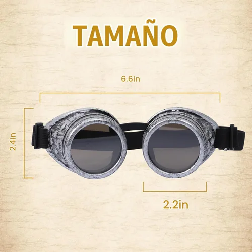Vista 3 de Gafas vintage steampunk para cosplay, estilo punk gótico