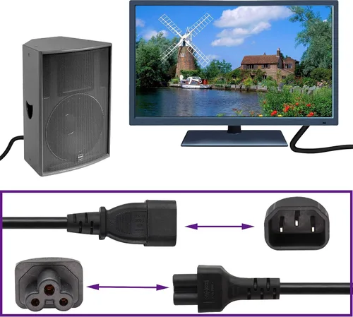 Vista 5 de Paquete de 2 cables de CA C14 a C5, 10A 125V IEC adaptador de corriente macho a hembra de 3 polos, convertidor de CA C5 a C14 para convertidor