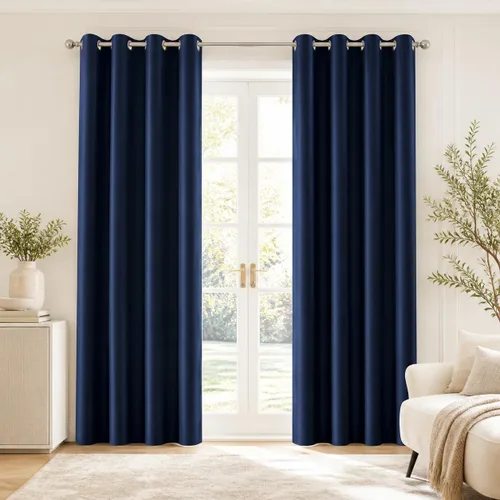 Vista 150 de Deconovo Cortinas opacas 100% con forro negro, cortinas con ojales aisladas térmicamente que reducen el ruido, doble capa para oscurecer