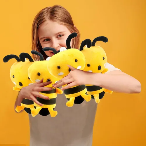 Vista 7 de Paquete de 8 juguetes de peluche de abeja de 8 pulgadas, lindos abejorros de peluche realista suave para baby shower, tema de animales, Navidad