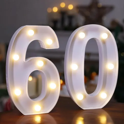 Vista 14 de Números con luz LED, letrero de número de marquesina para decoración de cumpleaños de 10 años (10)
