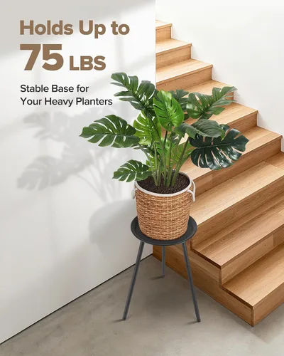 Vista 7 de Soporte alto para plantas de interior, soportes de metal para plantas de interior de mediados de siglo, mesa de altura ajustable para macetas