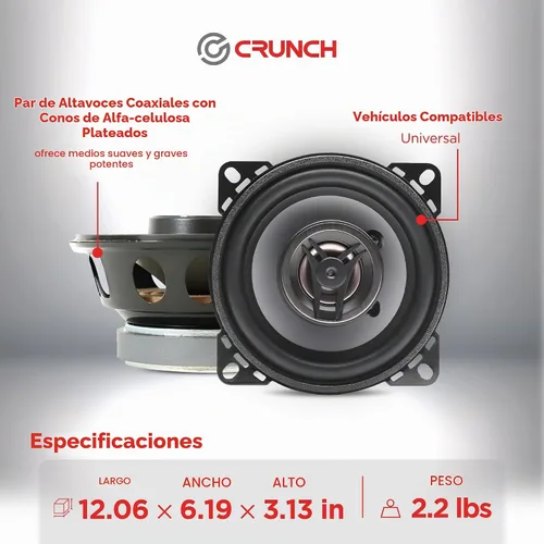 Vista 4 de Crunch CS4CX - Altavoces coaxiales de rango completo para automóvil, de 4 pulgadas, color negro