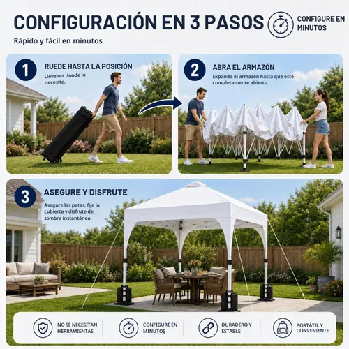 Vista 9 de Yaheetech Tienda de campaña desplegable de 10 x 10 para eventos al aire Blanco