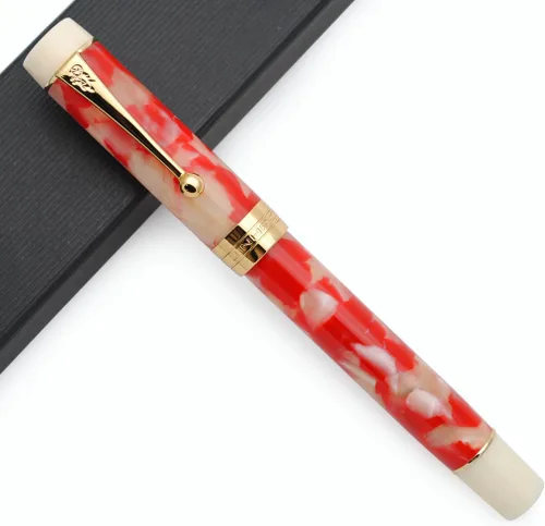 Vista 8 de JINHAO 100 - Pluma estilográfica con convertidor de tinta (punta media, 0.028 in, rojo cereza)