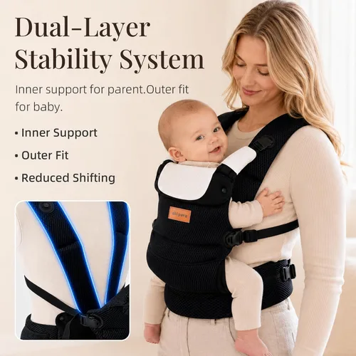 Vista 3 de Baby Carrier for 7-45 lbs, Lightweight Breathable 3D Mesh Infant to Toddler Carrier with Dual-Layer Stability, Easy-Fasten Slide Buckles, Ergonomic